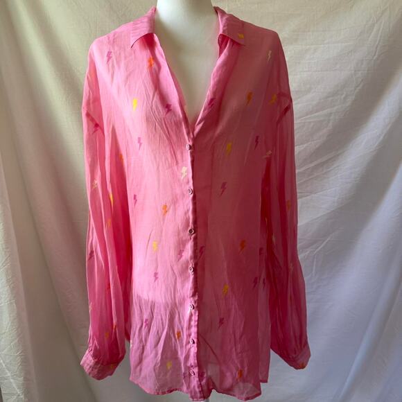 Pink lightning bolt blouse - Picture 1 of 6